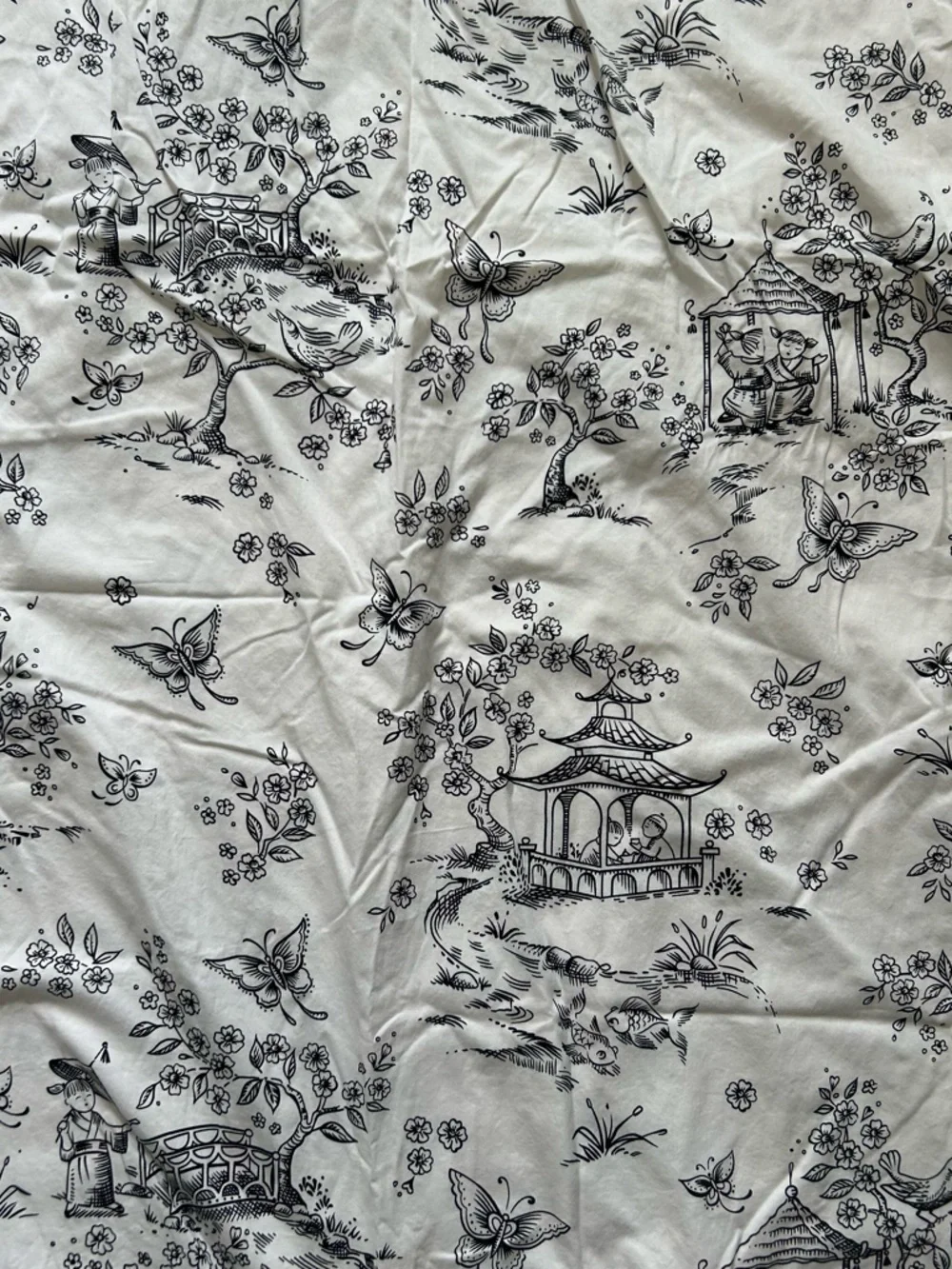 WHISTLE & WINK Chinoiserie Floral Toile Twin Cotton Duvet #0310266
